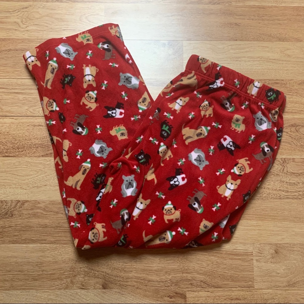 Holiday Christmas Dog Print Fleece Pajama PJ Pants Women Size 3X Plus Size